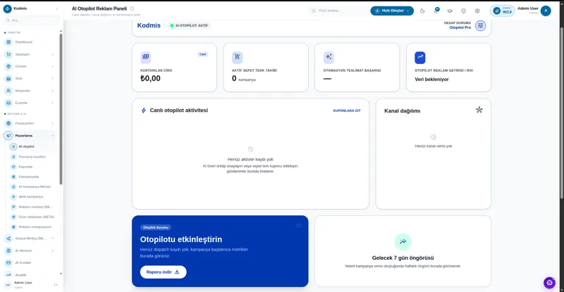 AI otopilot reklam paneli — gerçek KODMIS paneli