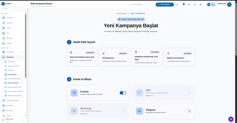 Yeni kampanya ve manuel paylaşım — gerçek KODMIS paneli
