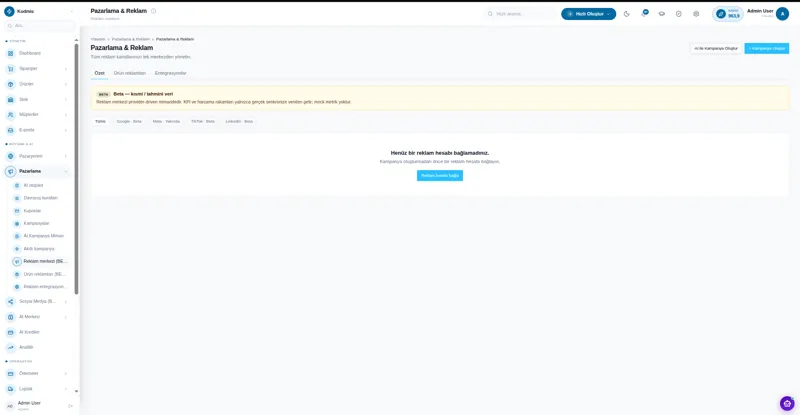 Pazarlama ve reklam — gerçek KODMIS paneli